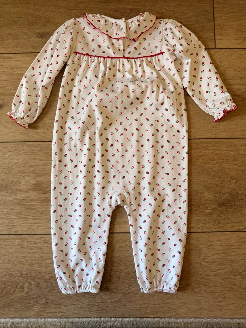 The Beaufort Bonnet Company Cream One-Piece with Red Floral Print